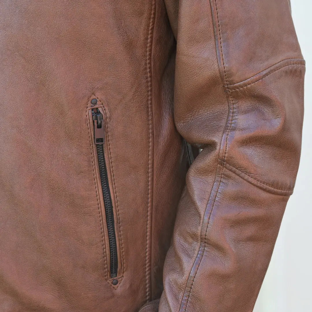 Men's Snap Collar Leather Jacket