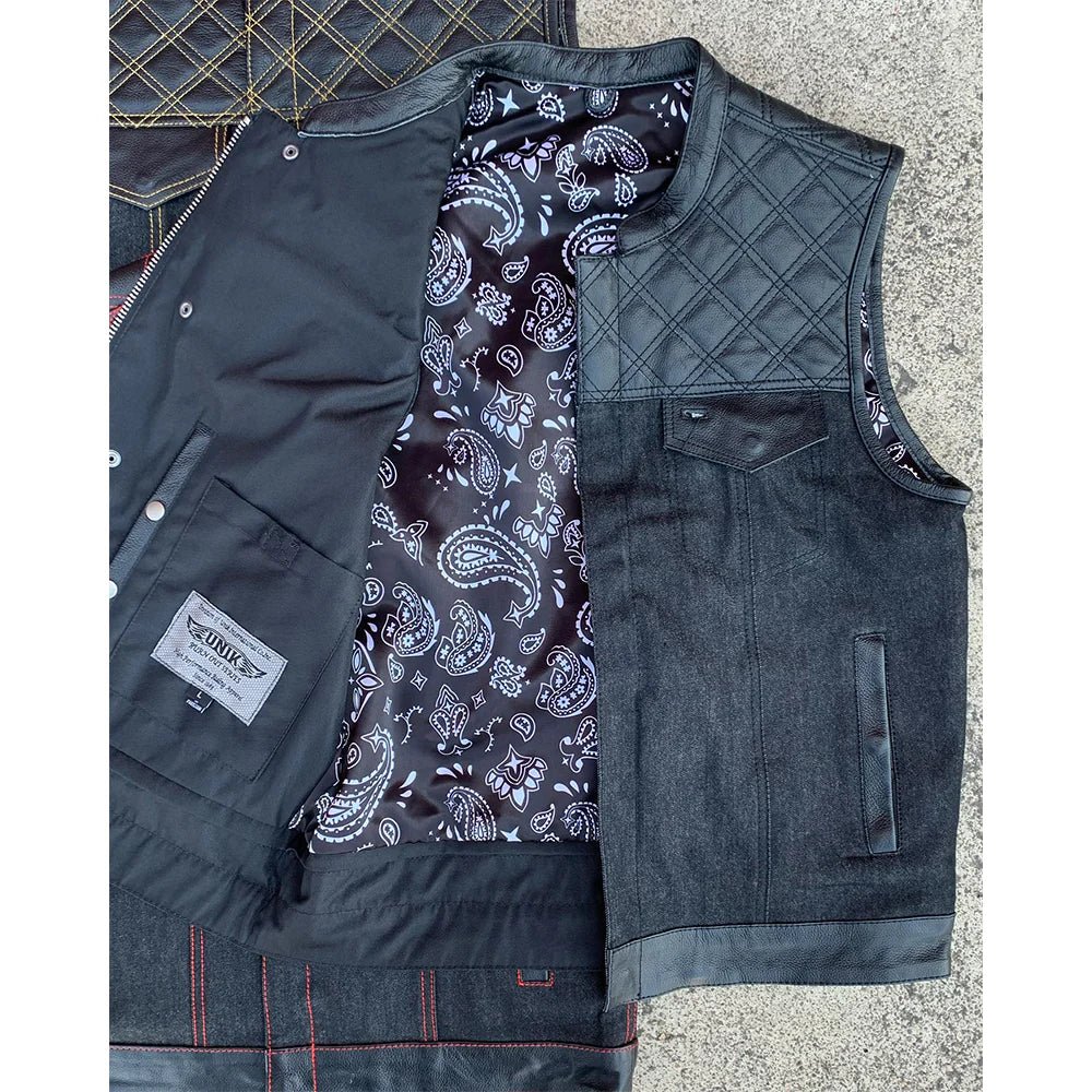 Open Road Men's Denim & Leather Club Vest