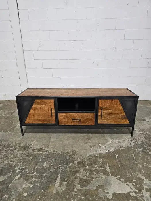 Meuble Télé AZERA Bois de Manguier et acier gris vintage