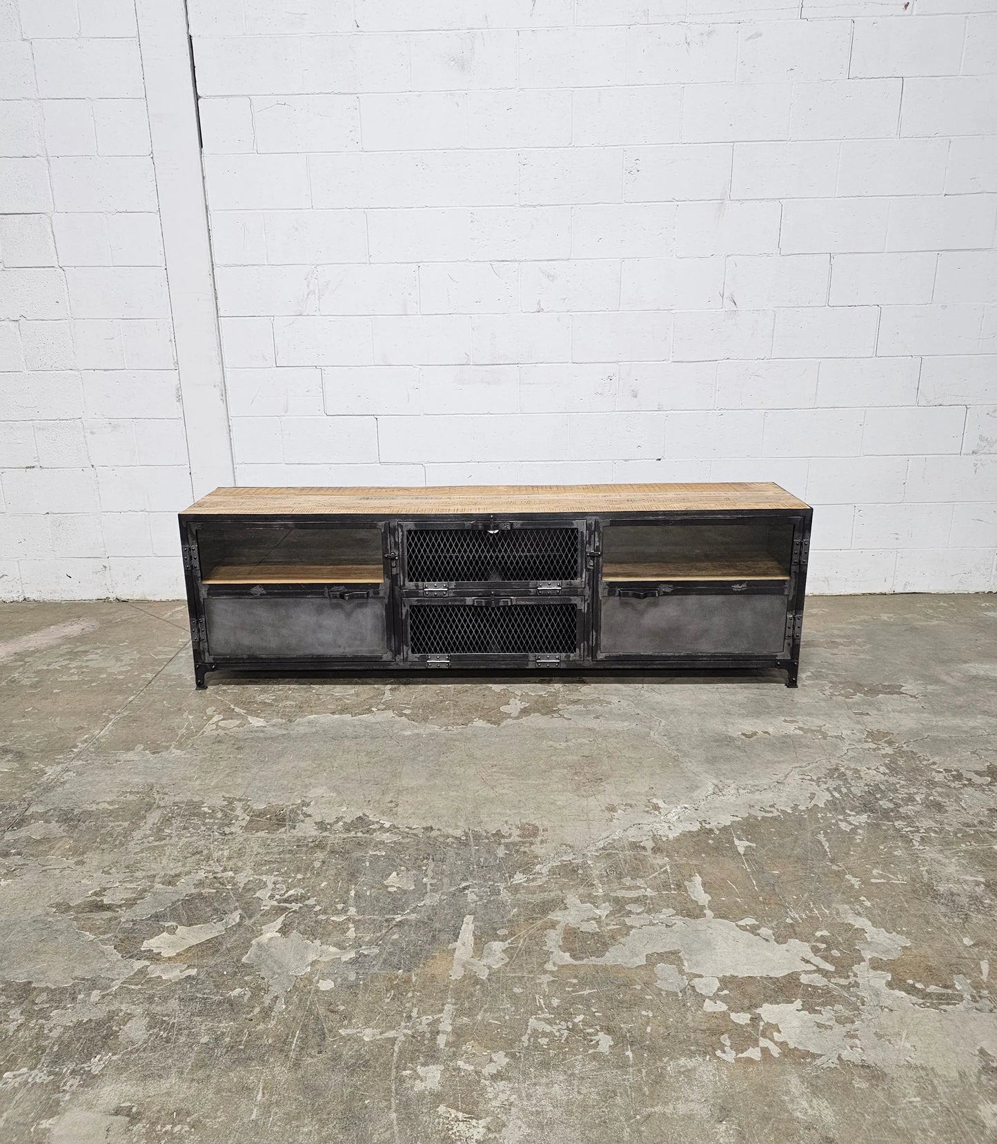 Meuble Télé Ibiza en bois de manguier et acier brut