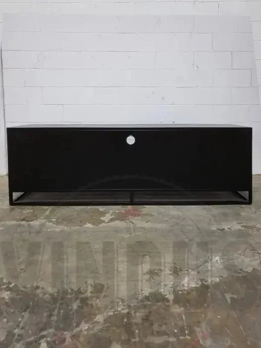 Meuble télé en bois de manguier et structure d'acier noir