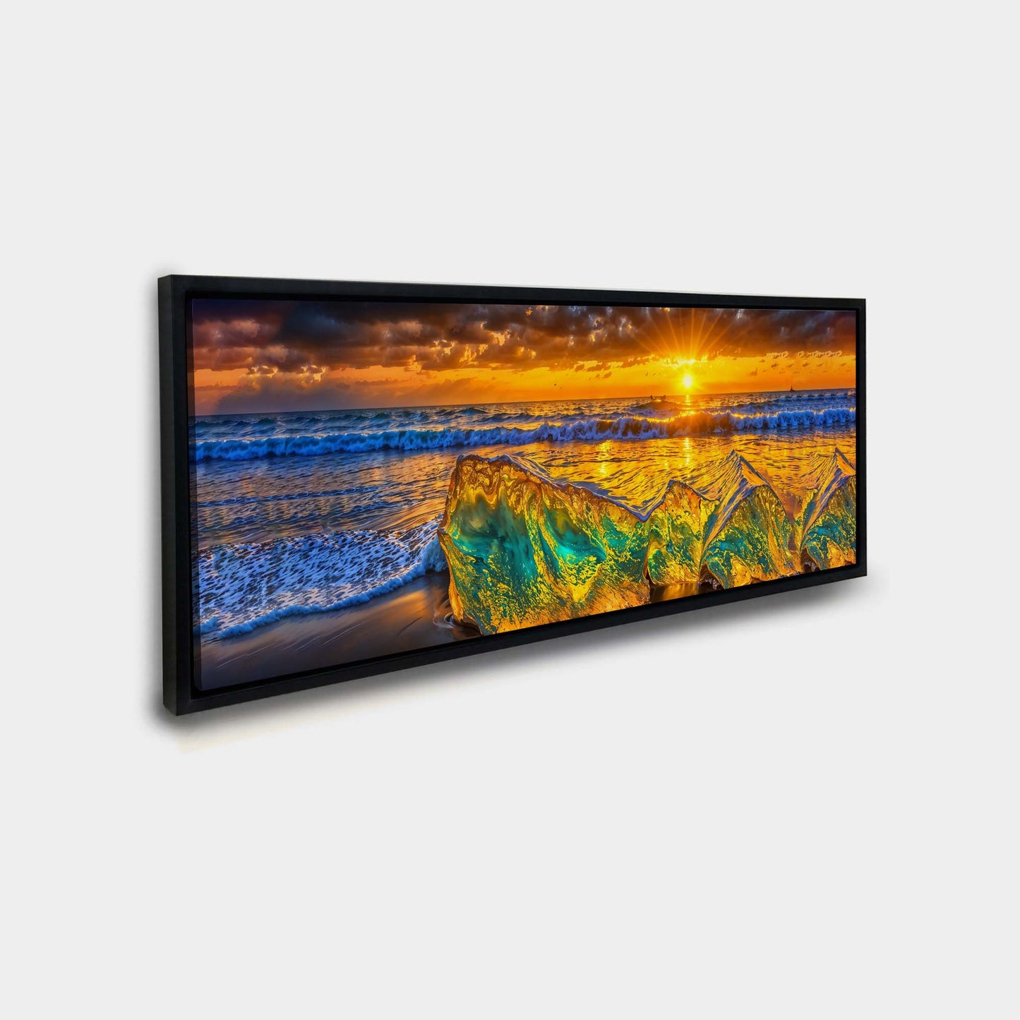 HDR Beach Rocks-Wall Art-Skyline-Canvas Print