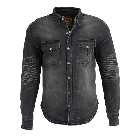 Milwaukee Leather Men's Faded Denim Armored Shirt Jacket