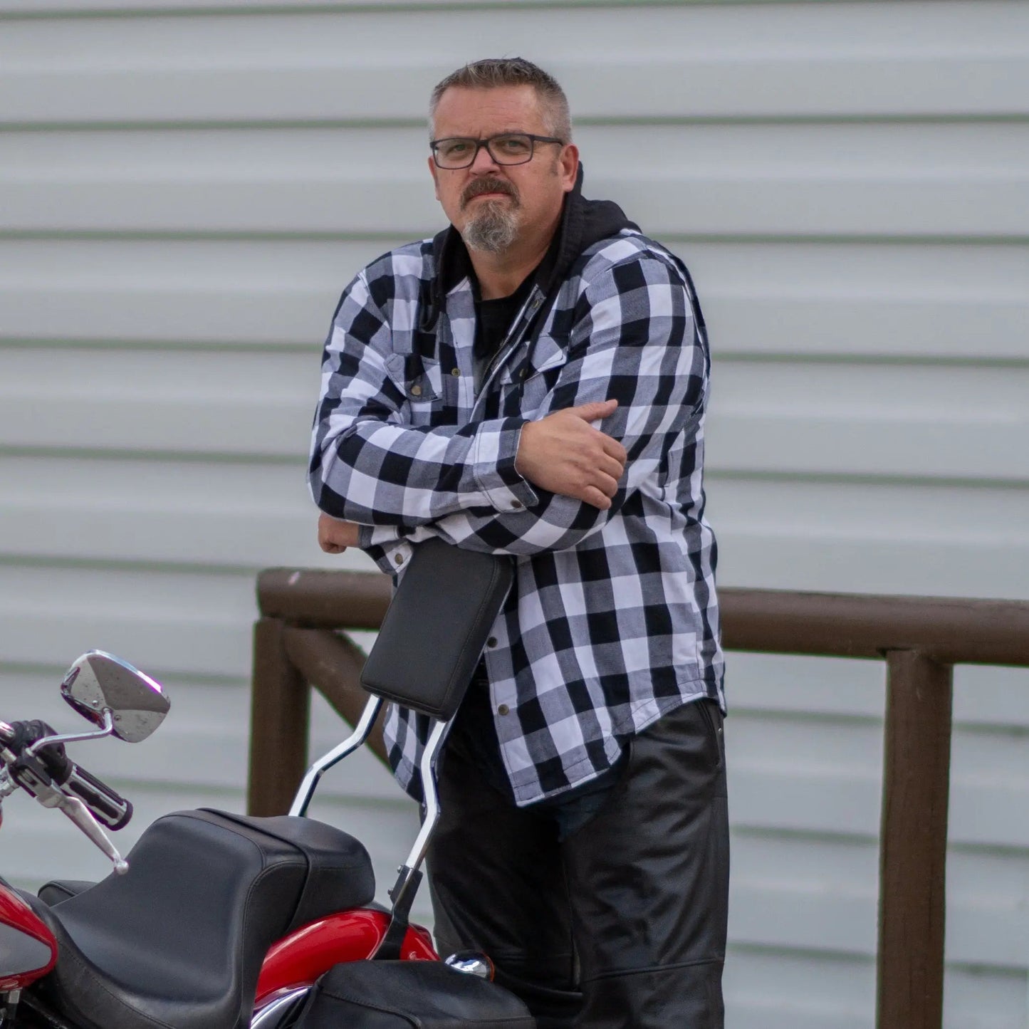 Milwaukee Leather Men's Plaid Flannel Armored Shirt Jacket