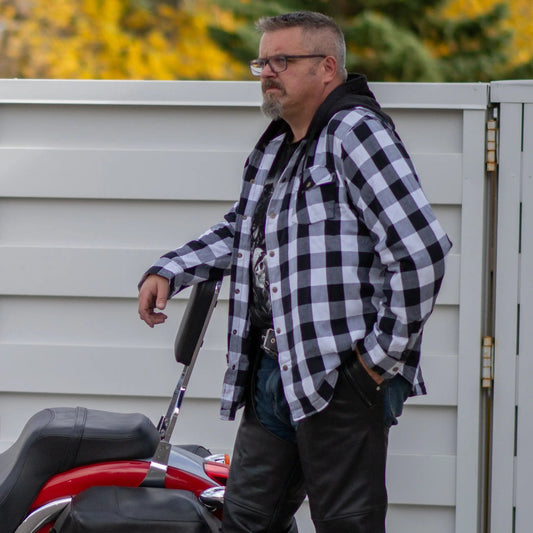 Milwaukee Leather Men's Plaid Flannel Armored Shirt Jacket