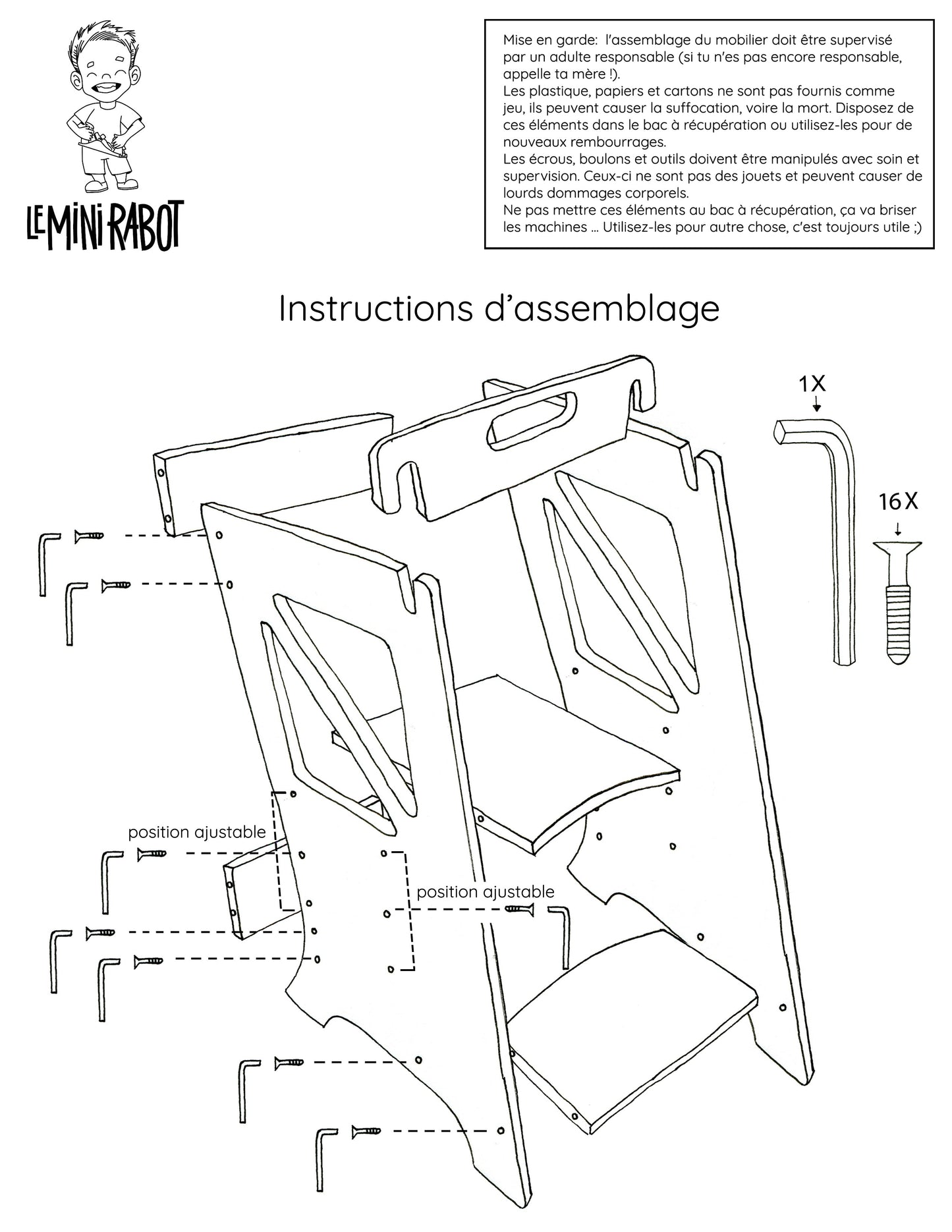 Tour d’apprentissage évolutive en bois pour enfants - Le Mini Chef