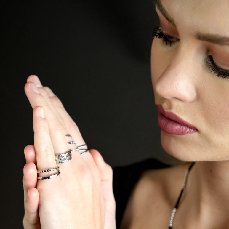 PAIGE: Triple Stacked Wavy Silver Ring