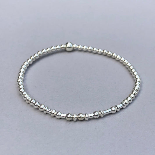 Morse Code Silver Bead Bracelet