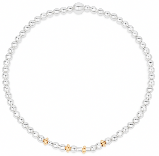 Morse Code Silver + Gold Bead Bracelet