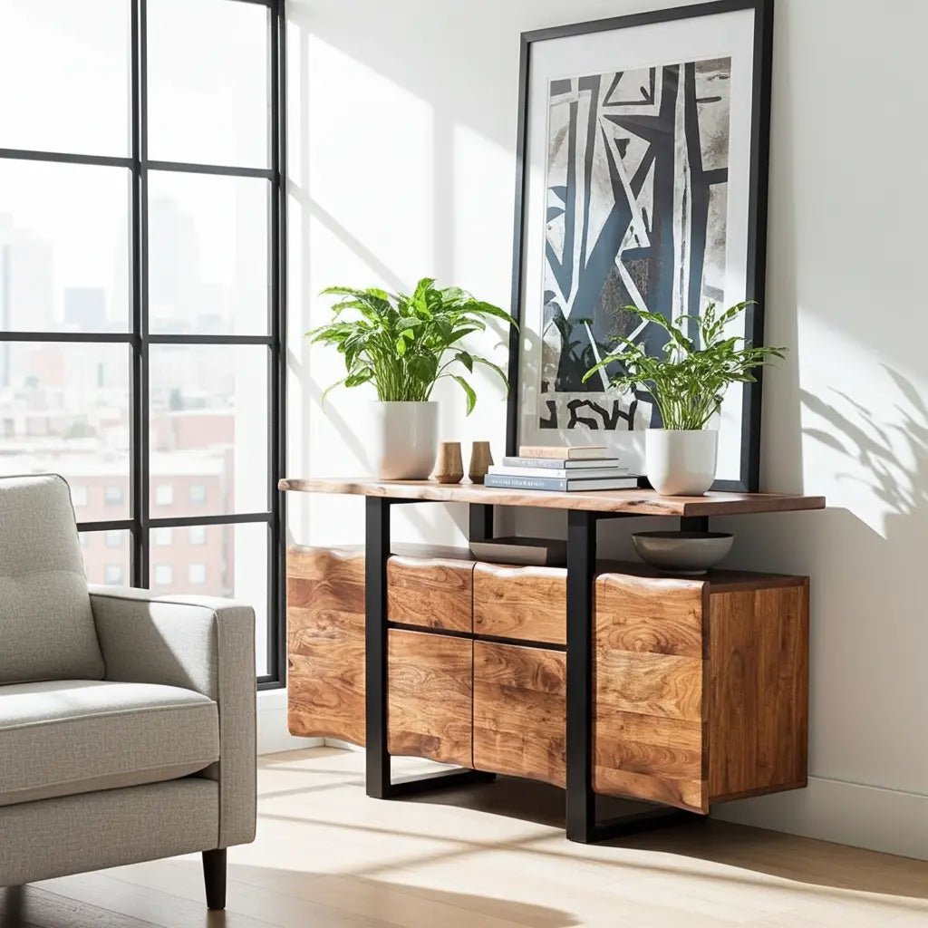 Buffet en bois d'Acacia live edge