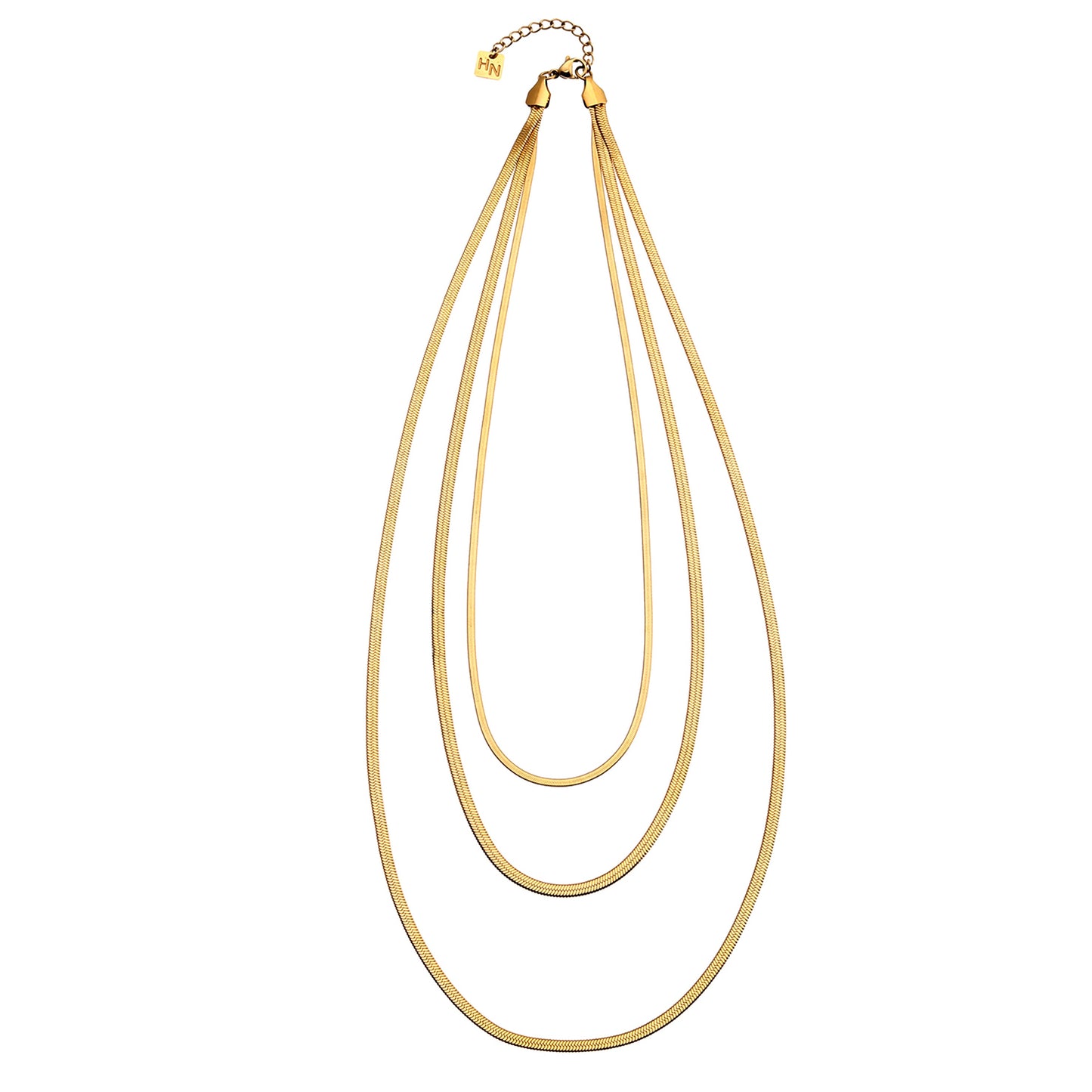 NALA: Snake-Skin Textured Triple Layered Gold Necklace