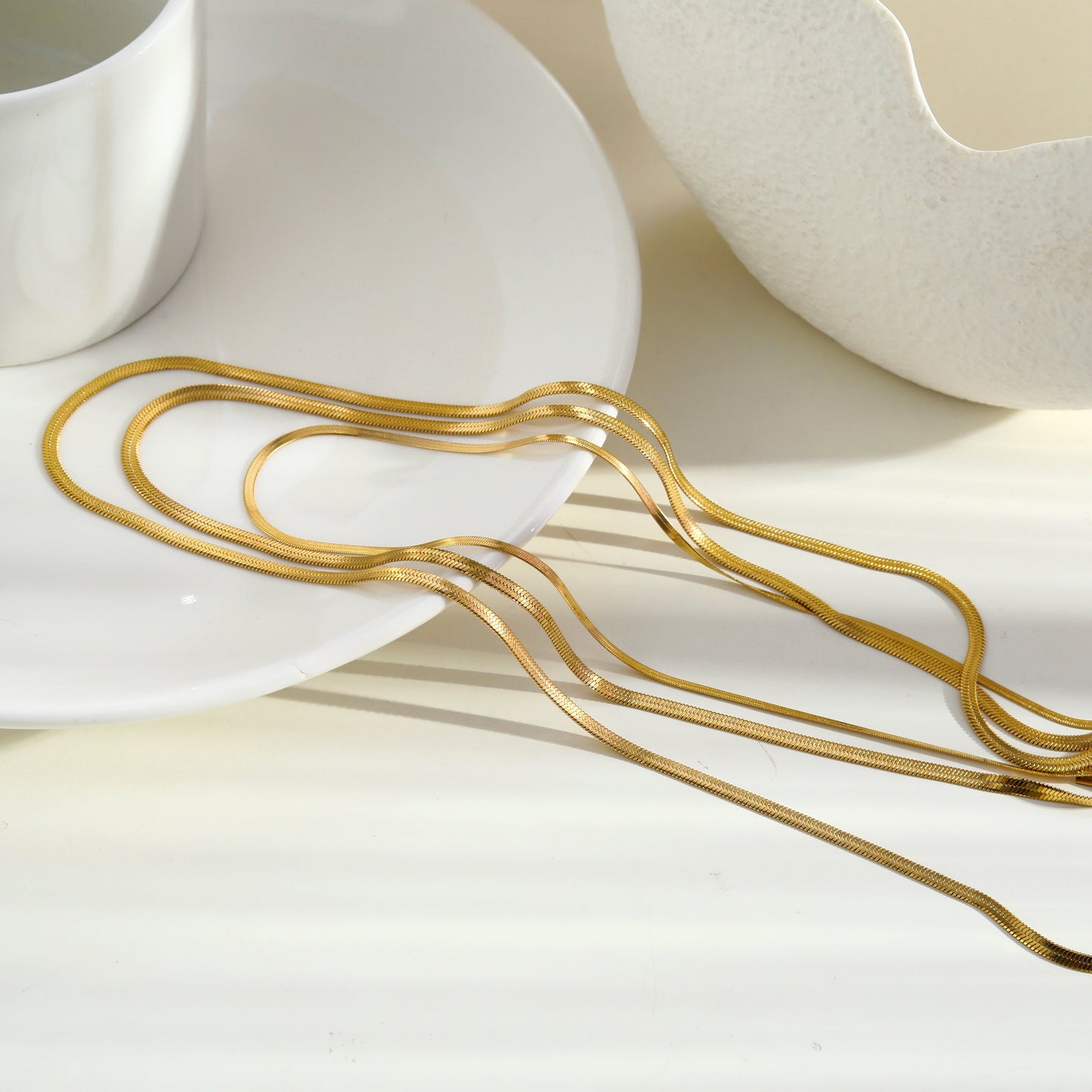 NALA: Snake-Skin Textured Triple Layered Gold Necklace