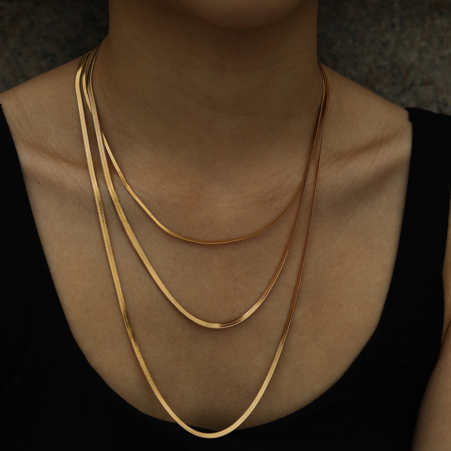 NALA: Snake-Skin Textured Triple Layered Gold Necklace