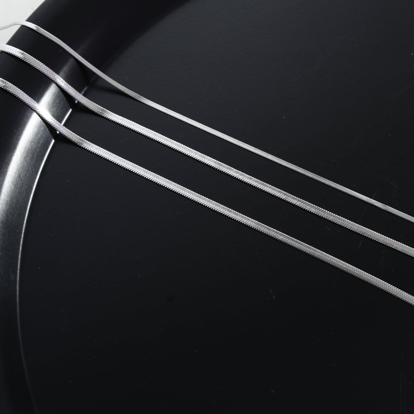 NALA Snake-Skin Textured Triple Layered Silver Necklace