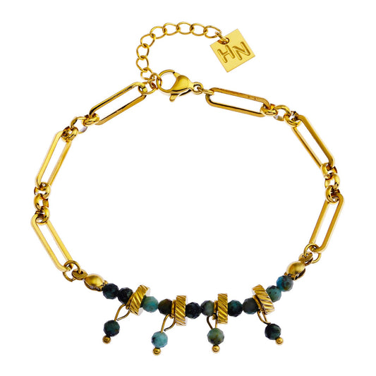 NANTES: Link-Chain & AFRICAN TURQUOISE Natural Stones Bracelet