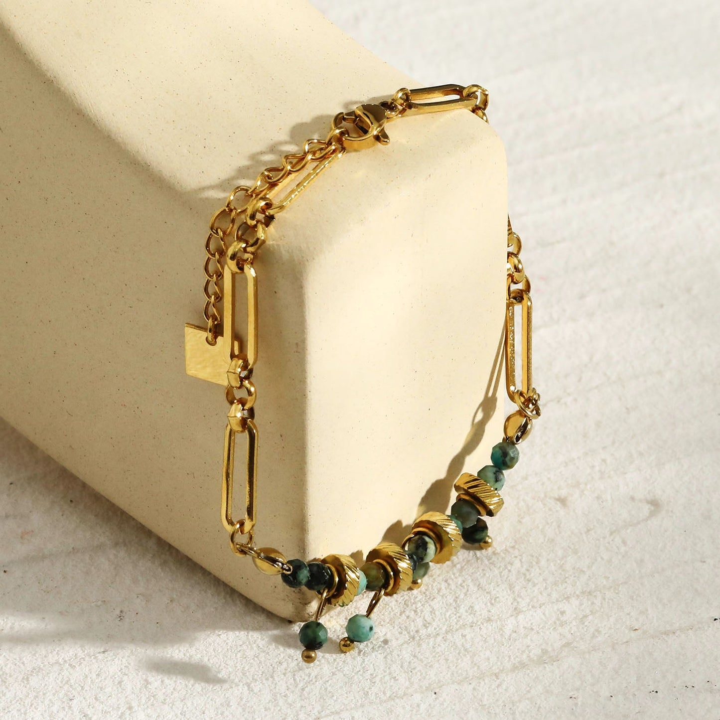 NANTES: Link-Chain & AFRICAN TURQUOISE Natural Stones Bracelet