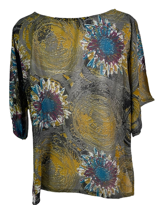 PRG6322 Sheer Avatar Pure Silk Side Slit Top