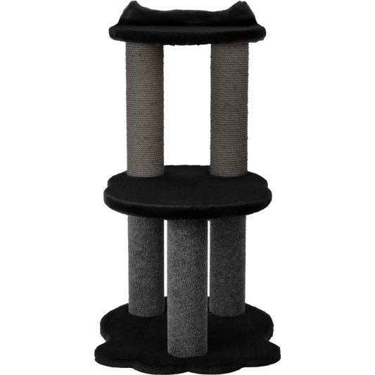 Relaxation - 2-Level Cat Tree - Black Faux Fur
