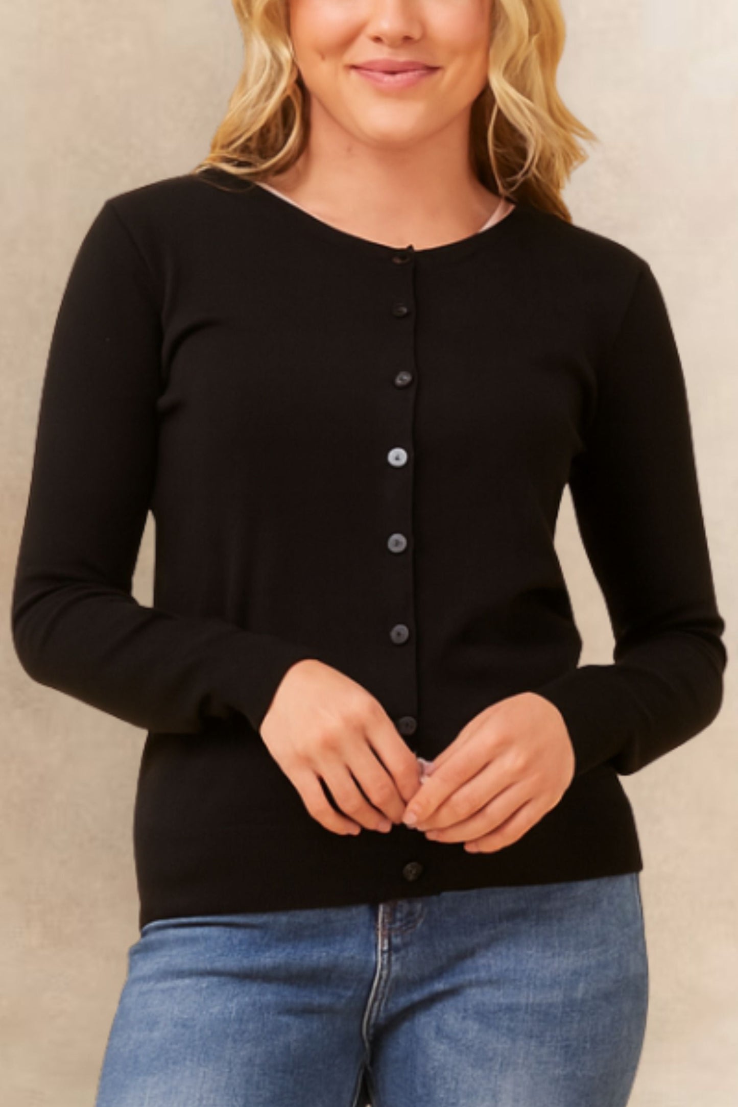 Noelle Lightweight Button-Front Cardigan