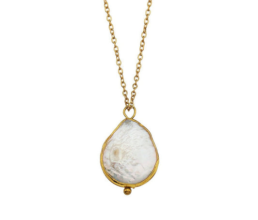 NOEMI: Encased Fresh-Water Pearl Pendant Chain Necklace