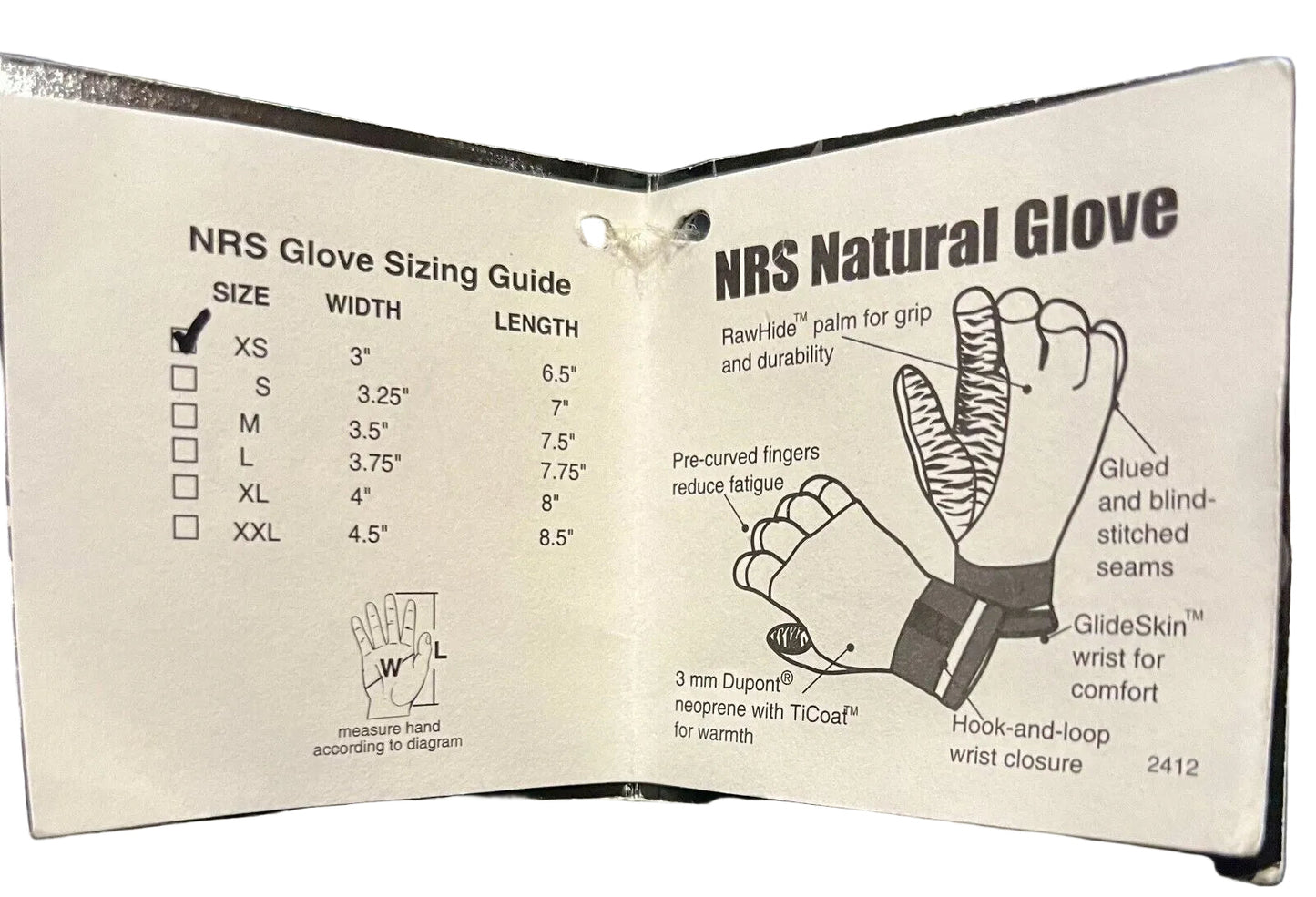 NRS Unisex Naturals 3MM Neoprene Paddling Gloves Sizes XS-M