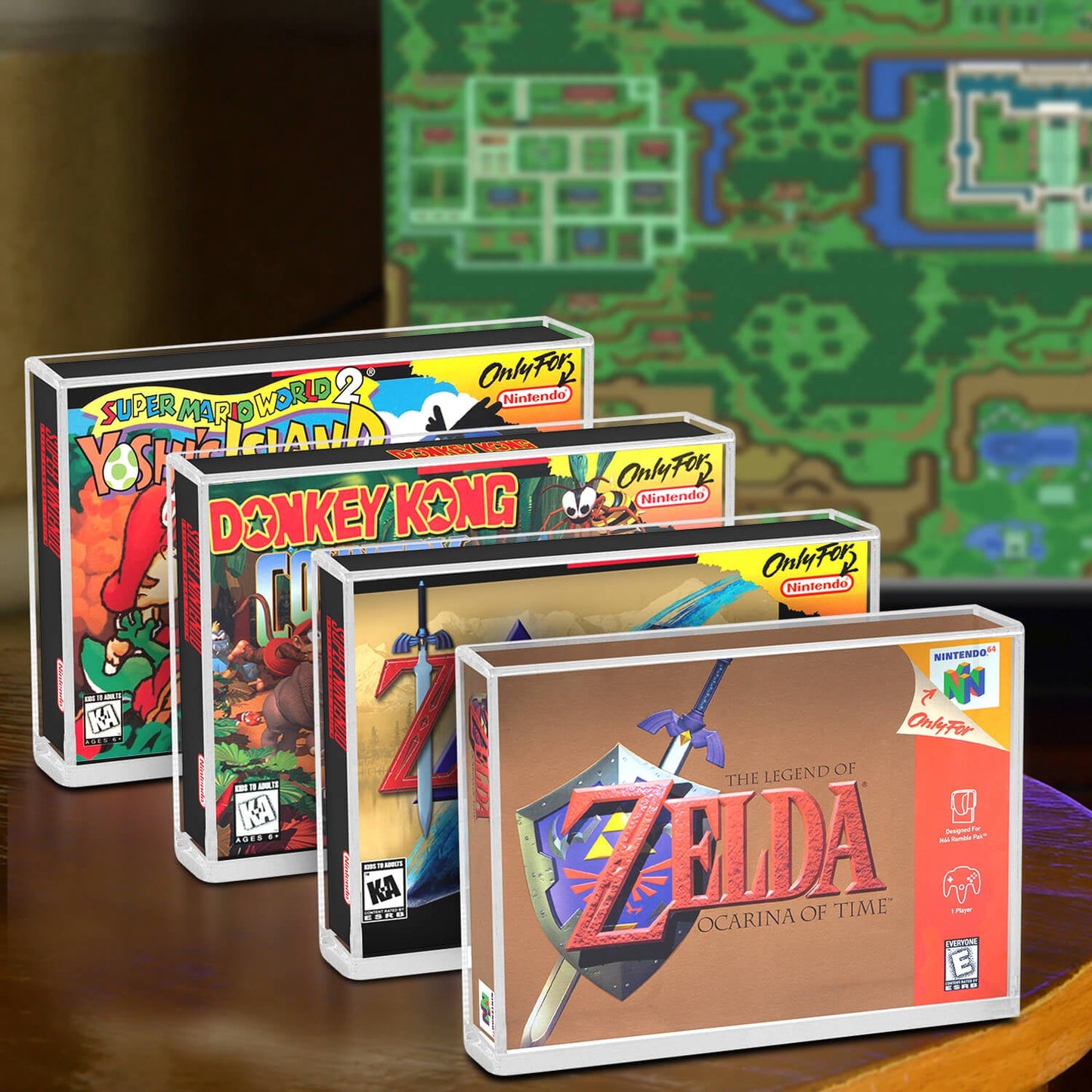 EVORETRO Acrylic Display Protector for SNES Games and N64 Game Box - Pack of 2