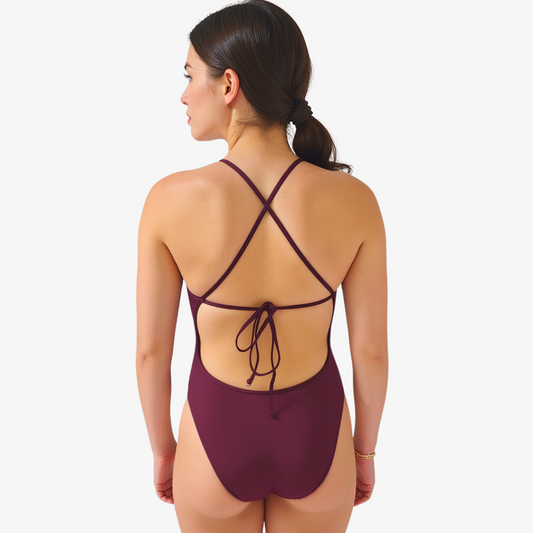 Merlot Tie-Back One-Piece Training Swimsuit by Norca