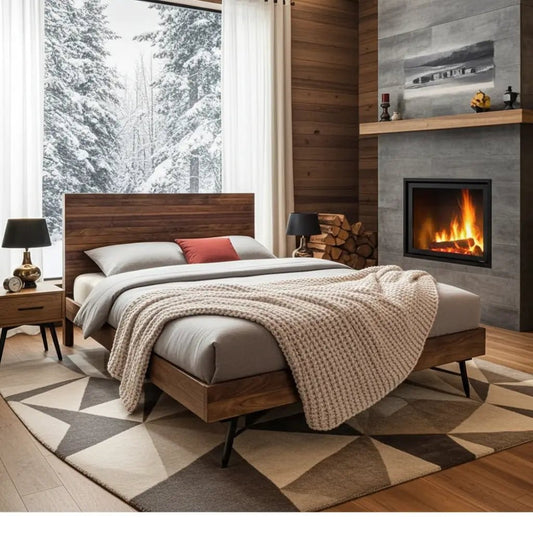 Cadre de lit QUEEN en bois massif d’acacia (WALNUT)