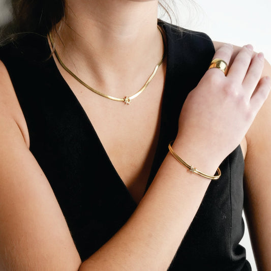 ODDASA Gold: Elegant Criss-Cross Dual Bangle Bracelet with Pavé Zirconia