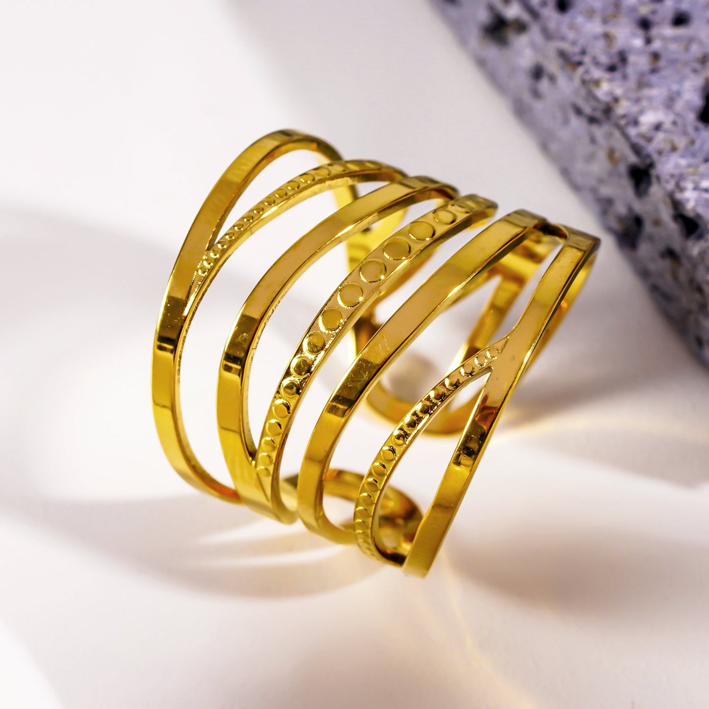 ODESA: Multi Stacked Twisted Layers Textured Ring