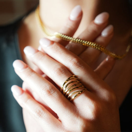 ODESA: Multi Stacked Twisted Layers Textured Ring