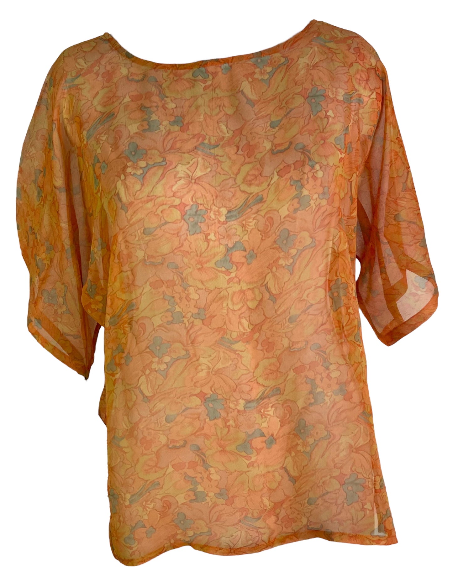 PRG6525 Sheer Avatar Pure Silk Side Slit Top