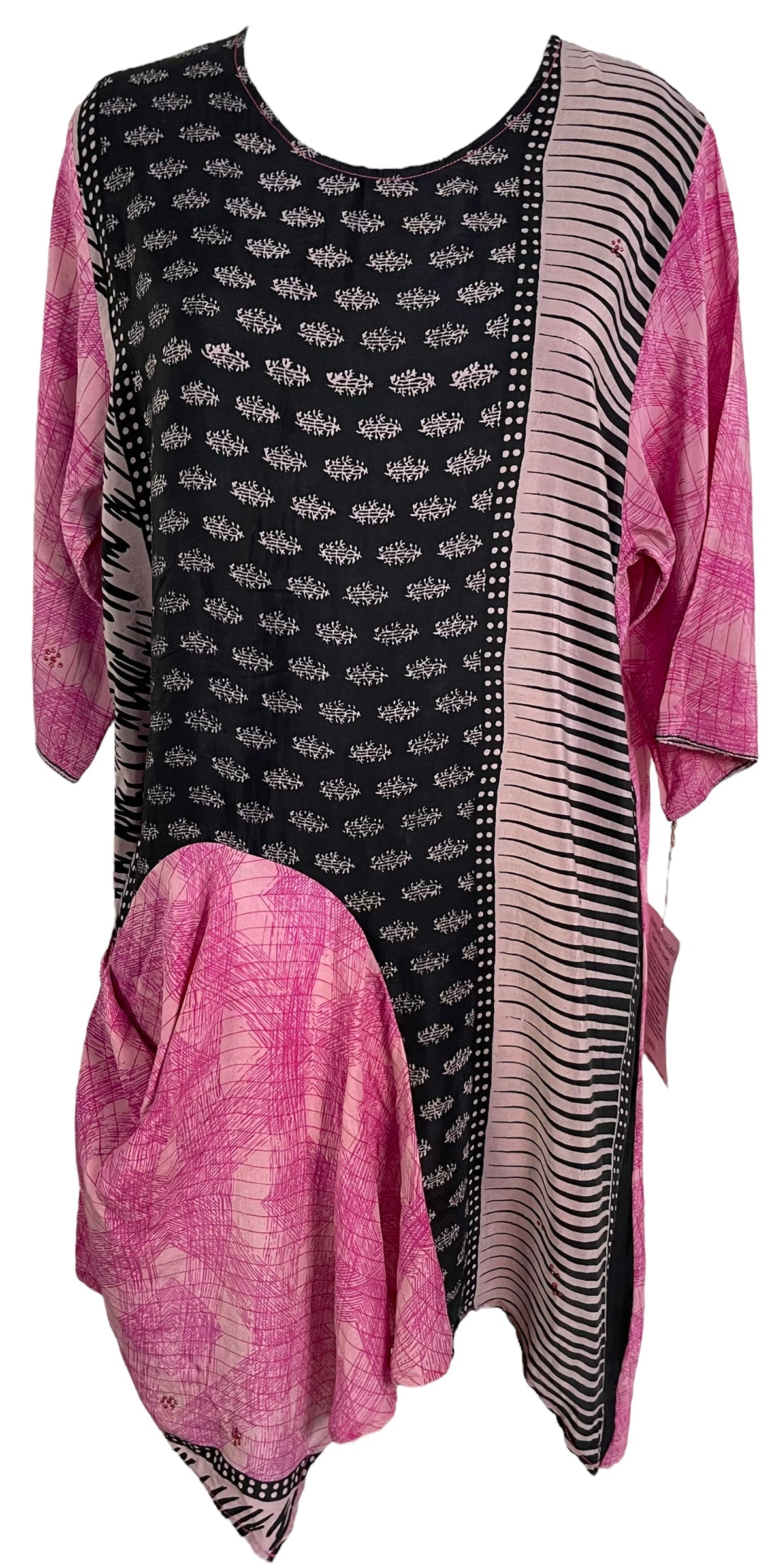 PRC6051 Avatar Pure Silk Self Pocket Tunic Dress