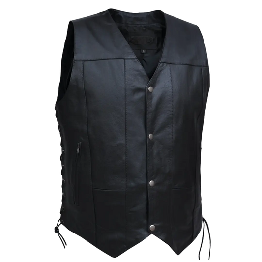 Open Road Men's 10 Pocket Leather Vest
