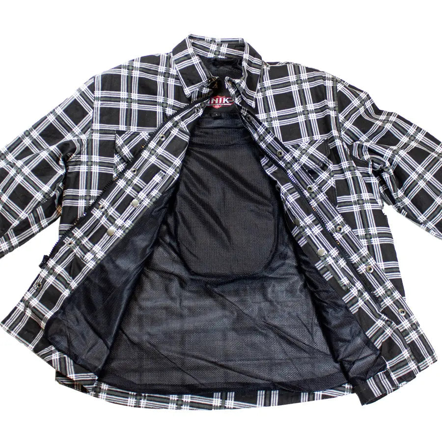 Unik International Men's Plaid Flannel Armored Shirt Jacket