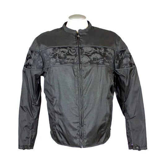 Open Road Men's Reflective Skull Textile Motorcycle Jacket