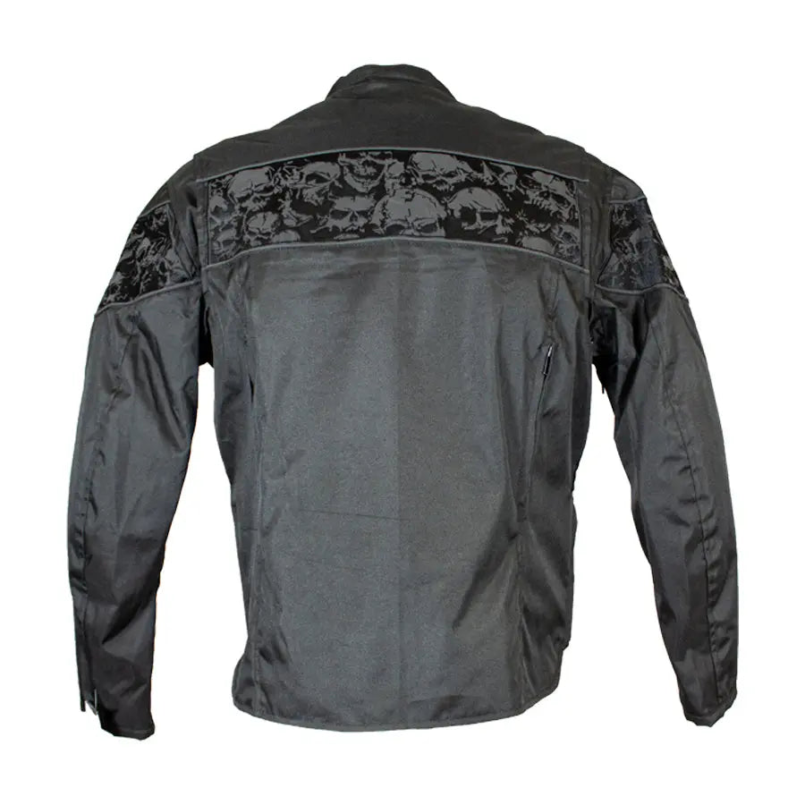 Open Road Men's Reflective Skull Textile Motorcycle Jacket