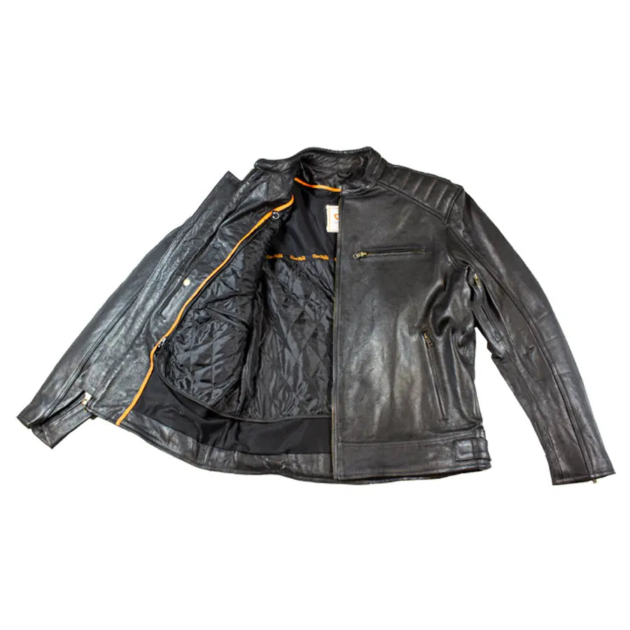 Open Road Men's Ribbed Padding Leather Motorcycle Jacket