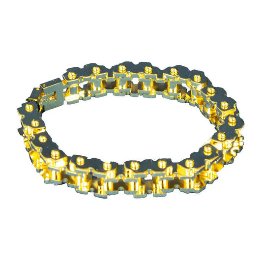 Open Road Men's Stainless Steel Gold Bike Chain Bracelet