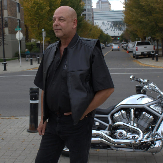 Open Road Men's Zip-Up Tactical Leather Vest