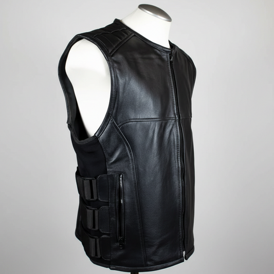 Open Road Men's Zip-Up Tactical Leather Vest