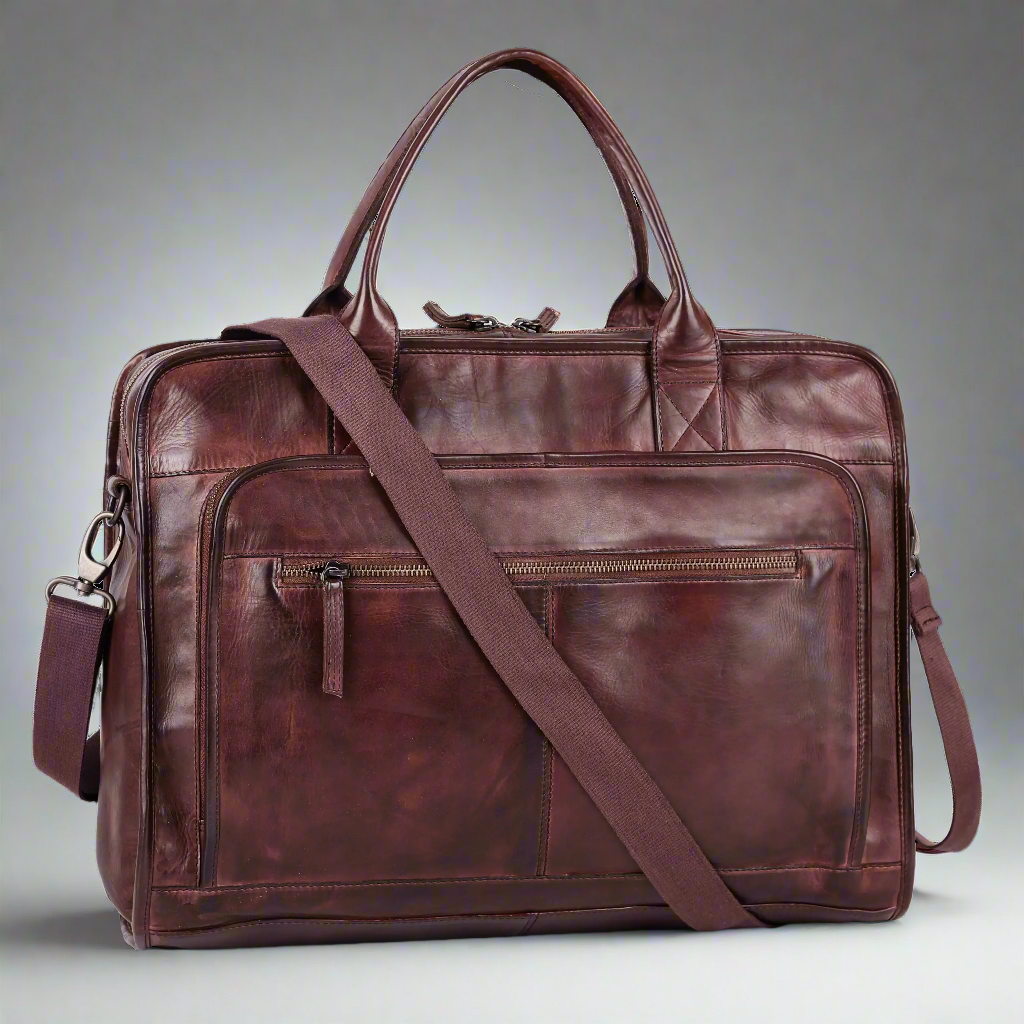 BOL/Open Road Two Handle Messenger Laptop Leather Bag