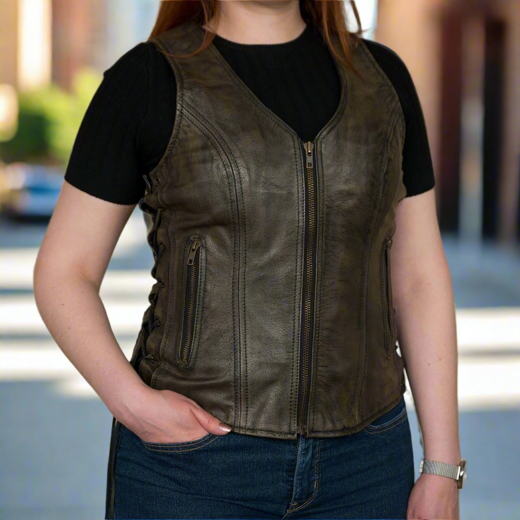 Open Road Women's Distressed Brown Vest
