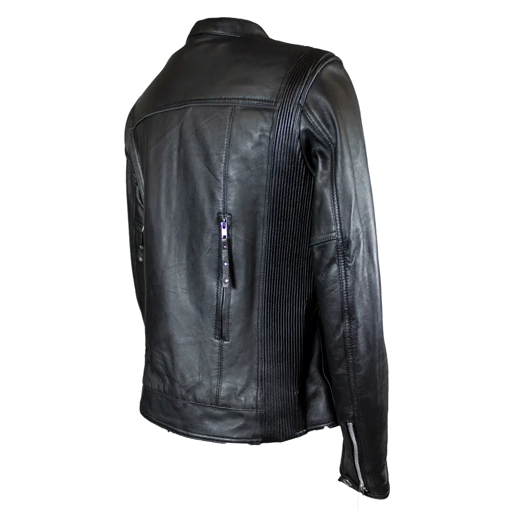 Open Road Women's Racer Leather Motorcycle Jacket