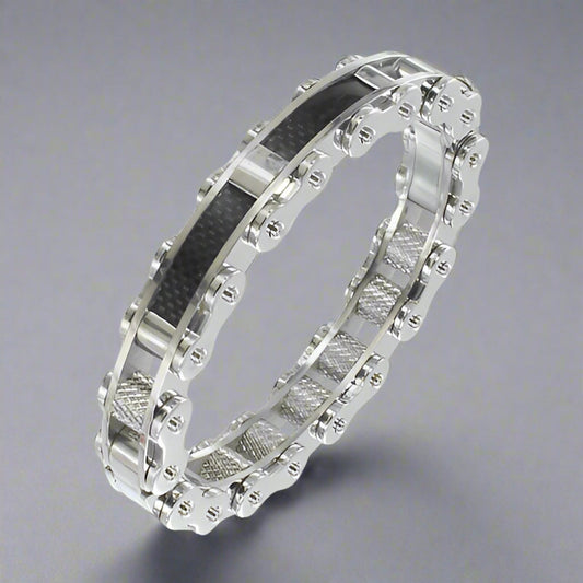 GoSteel Men's Stainless Steel Bike Link Bracelet