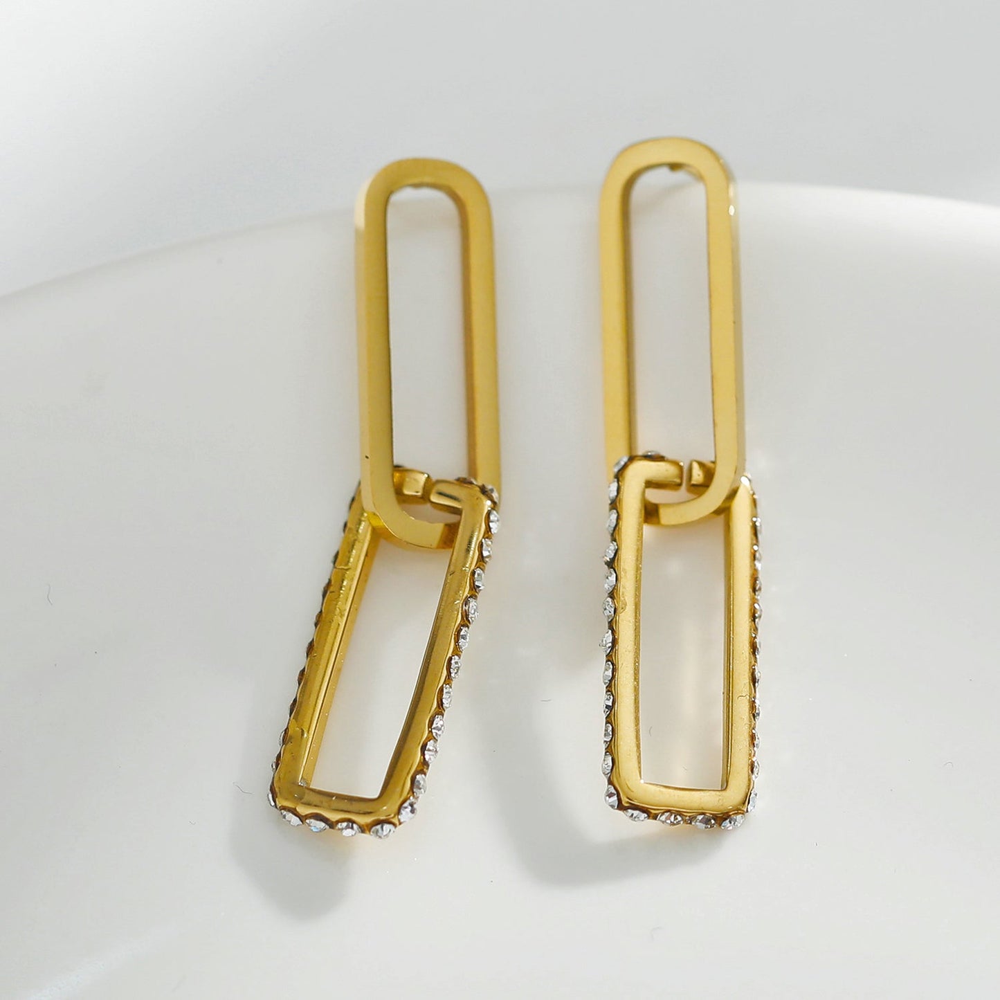LUCIANA Pavé Zirconia Twin Paper Clip Gold Earrings