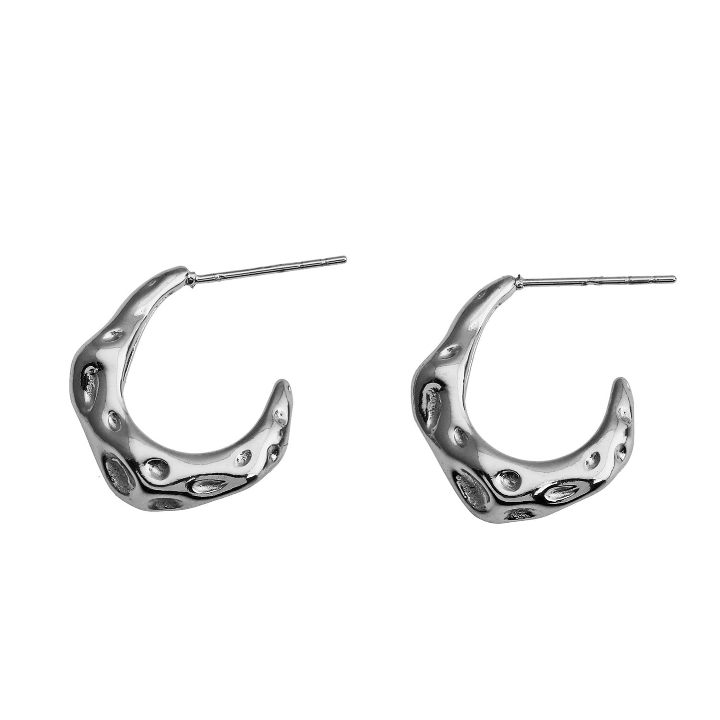 SADE Hammered Finish Mini Hoop Silver Earrings