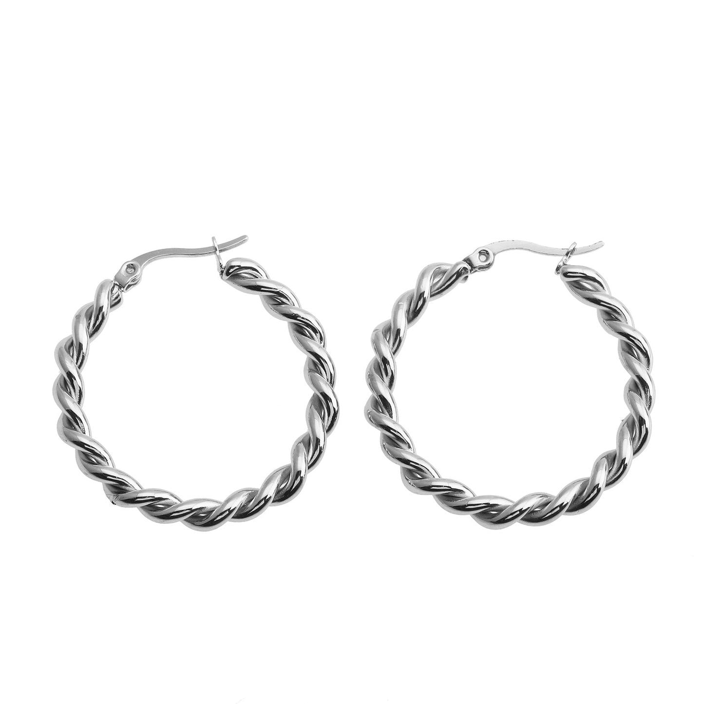 SUKI Twisted Rope Hoop Silver Earrings