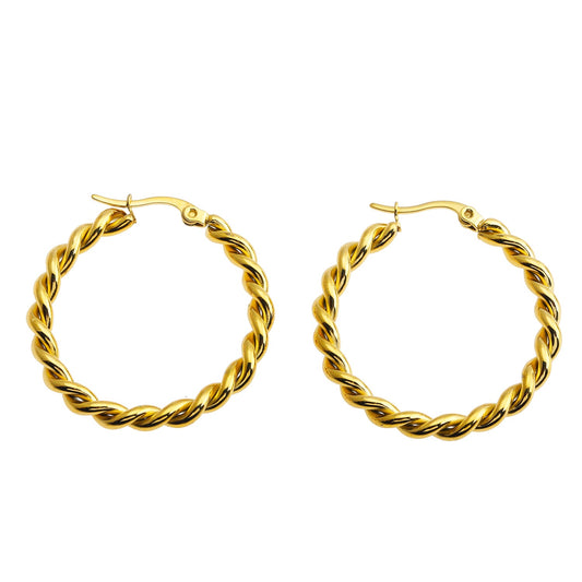 SUKI Twisted Rope Hoop Gold Earrings