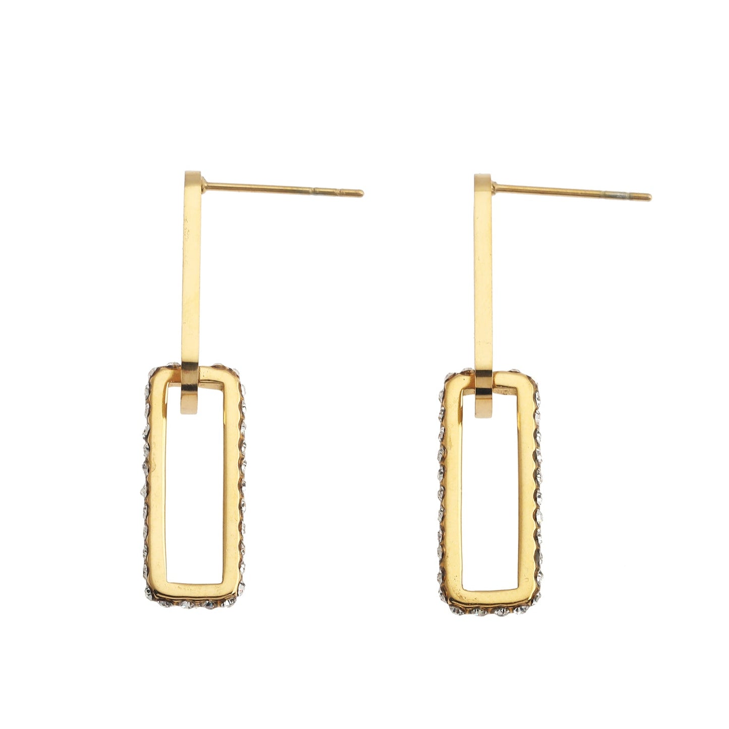 LUCIANA Pavé Zirconia Twin Paper Clip Gold Earrings